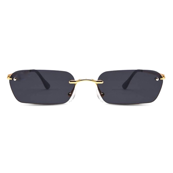 Vintage Gold Frame Dark Tint Black Lens Sunglasses - Picture 2 of 4